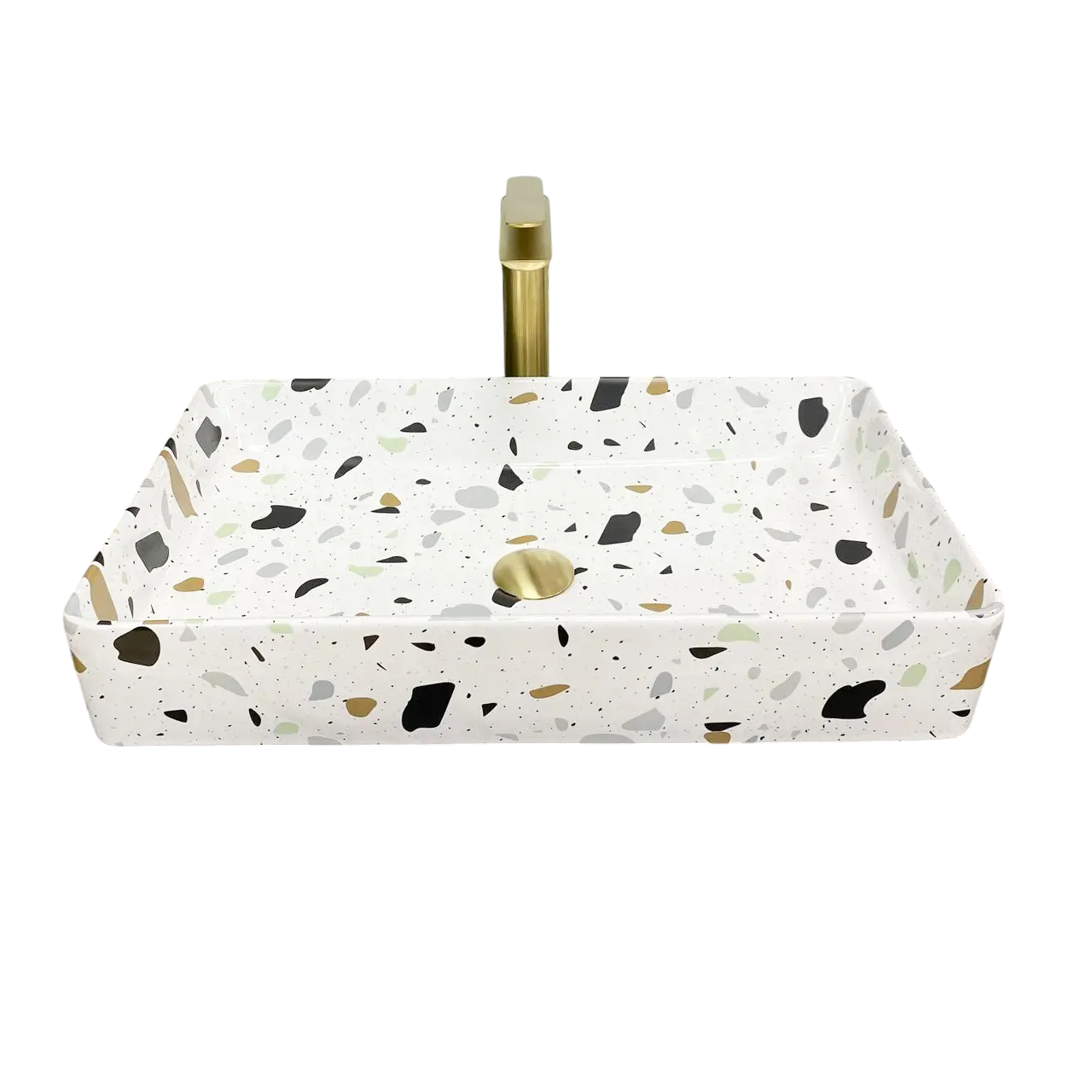 Раковина накладная VBI Triest Terazzo Glossy 350x615 мм прямоугольная (RM-VBI-012706)