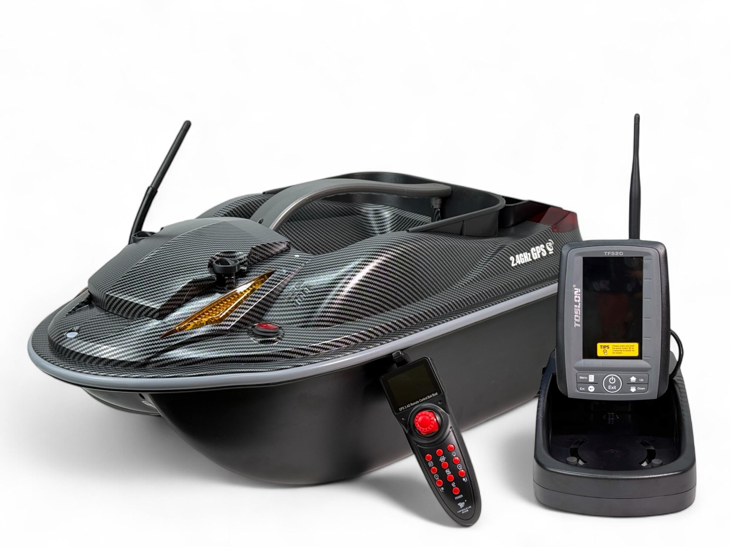 Короповий кораблик Flytec HJ817 3 бункера GPS 9+1 з ехолотом Toslon TF-520 Carbon