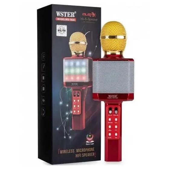 Микрофон для караоке Wster WS-1828 Bluetooth с функцией изменения голоса Red (3_06312) - фото 7