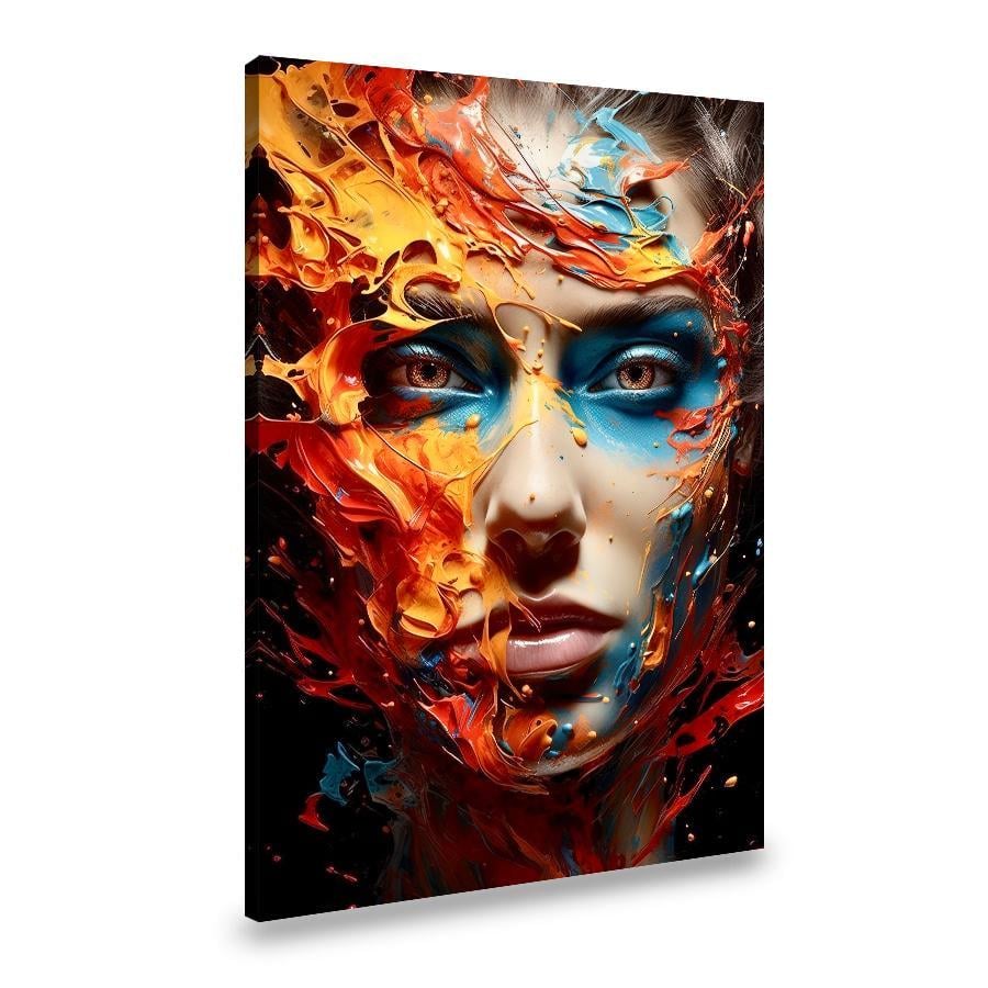 Картина на холсте Лицо девушки в краске 80x54 см (44VP_L)