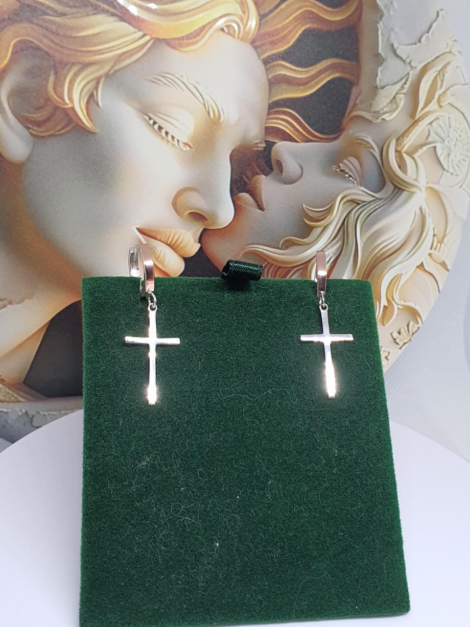 Срібні сережки Хрестики з вставкою золота 925/375 проба (26943916) - фото 8 Срібні сережки Хрестики з вставкою золота 925/375 проба (26943916) - фото 8