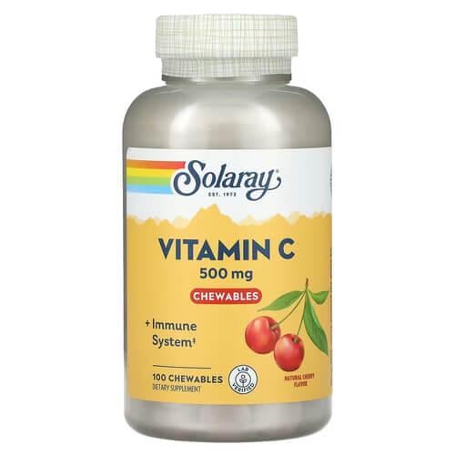 Вітамін С Solaray Vitamin C Chewables 500 мг 100 Chewables Natural Cherry (SOR-04490)