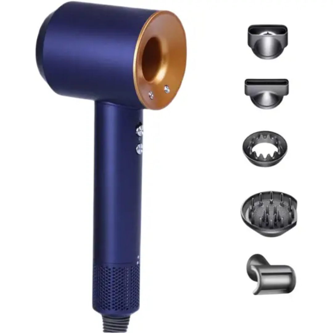 Фен стайлер для волос Supersonic Premium 1600 Вт 5 насадок 3 режима скорости Синий