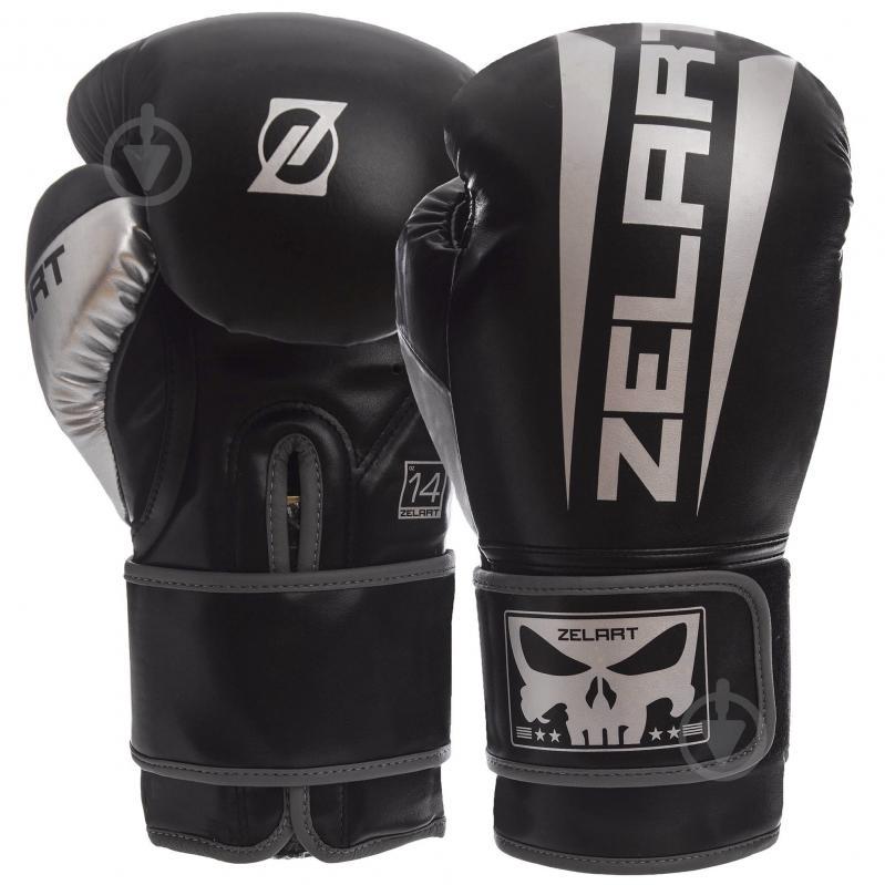 Перчатки боксерские ZELART BO-1323 12 Черный-серебряный