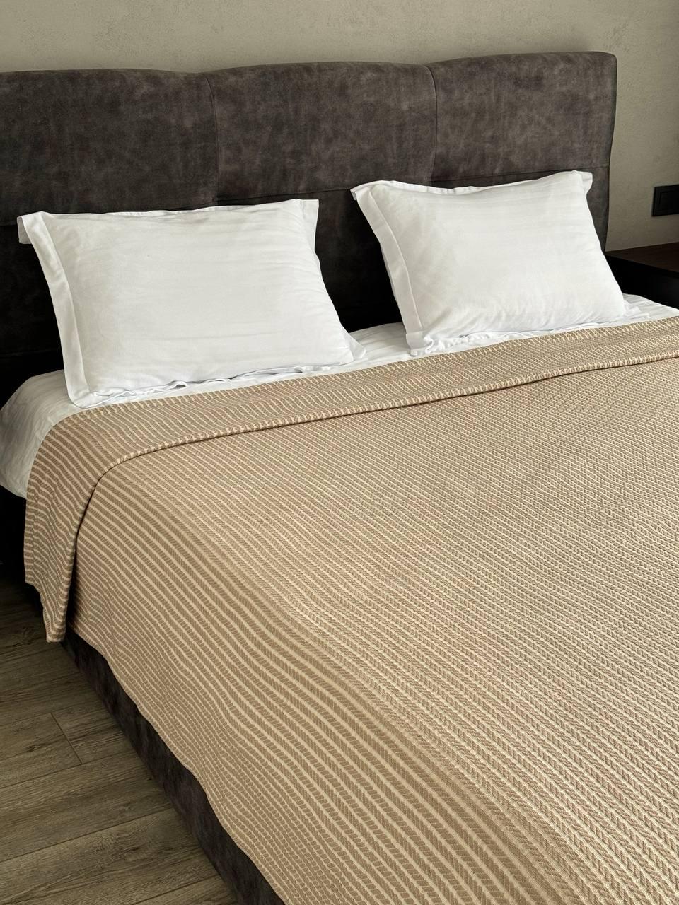 Плед хлопковый Косичка комбинированная 140x230 см Бежевый (11812-F4-140х230cm) - фото 5