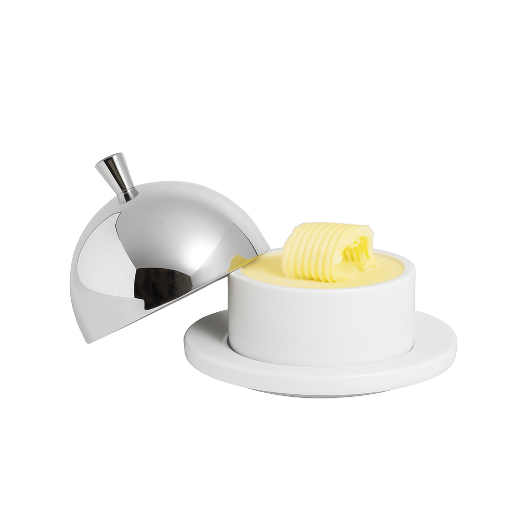 Масленка кухонная APS с крышкой 9 см Серебристый (29670892)