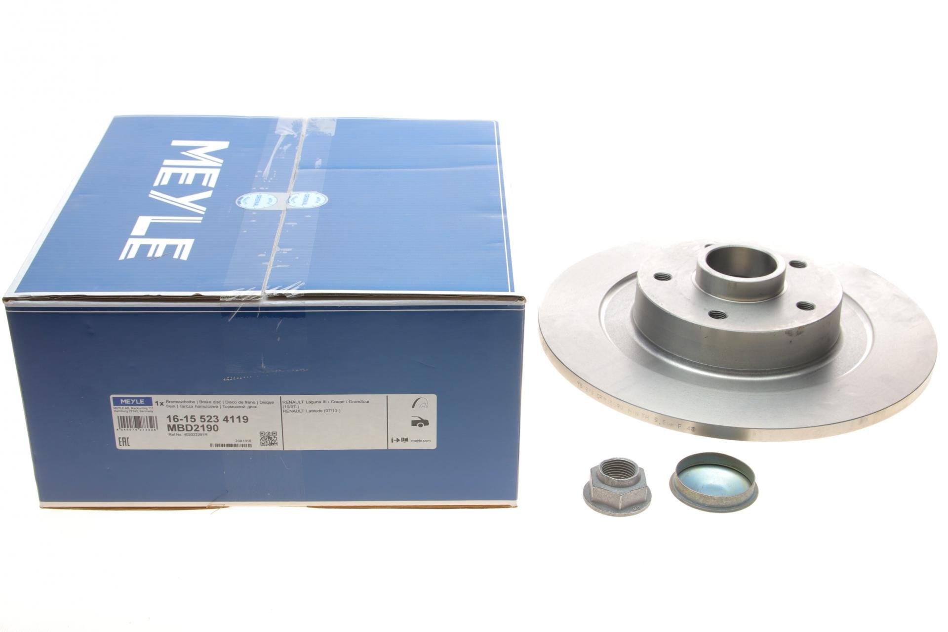 Диск тормозной задний Meyle Renault Laguna III 08-+ABS с подшипником 300x11 мм (16-15 523 4119 MEYLE)