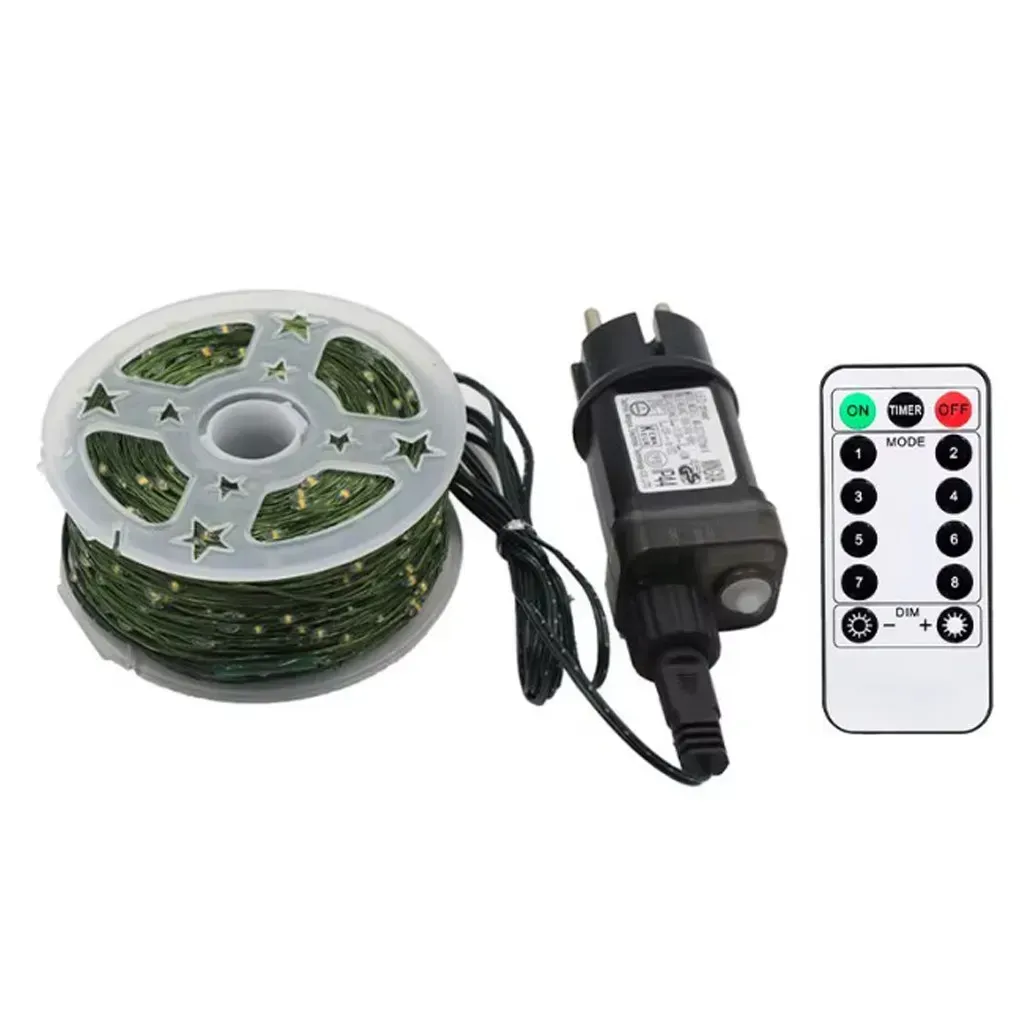 Гирлянда светодиодная нить Роса 200 м 2000 Led от сети на зеленой проволоке с пультом ДУ Теплый белый - фото 3 Гирлянда светодиодная нить Роса 200 м 2000 Led от сети на зеленой проволоке с пультом ДУ Теплый белый - фото 3