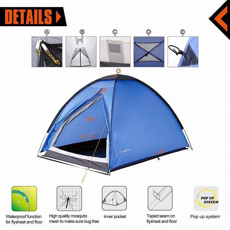 Палатка двухместная KingCamp Backpacker Blue (KT3019) - фото 3