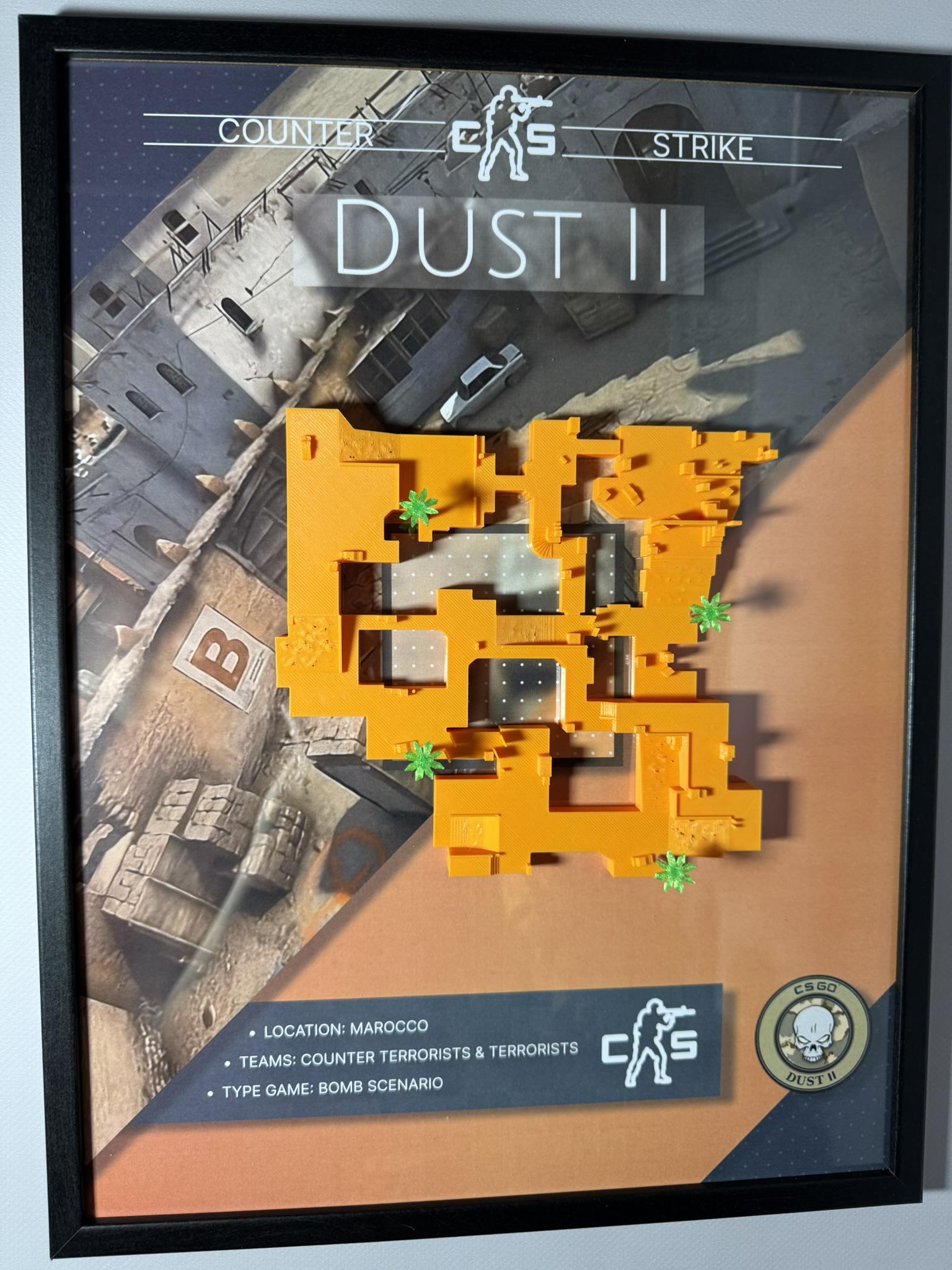 Карта 3D Dust II по игре Counter Strike 30х40 см