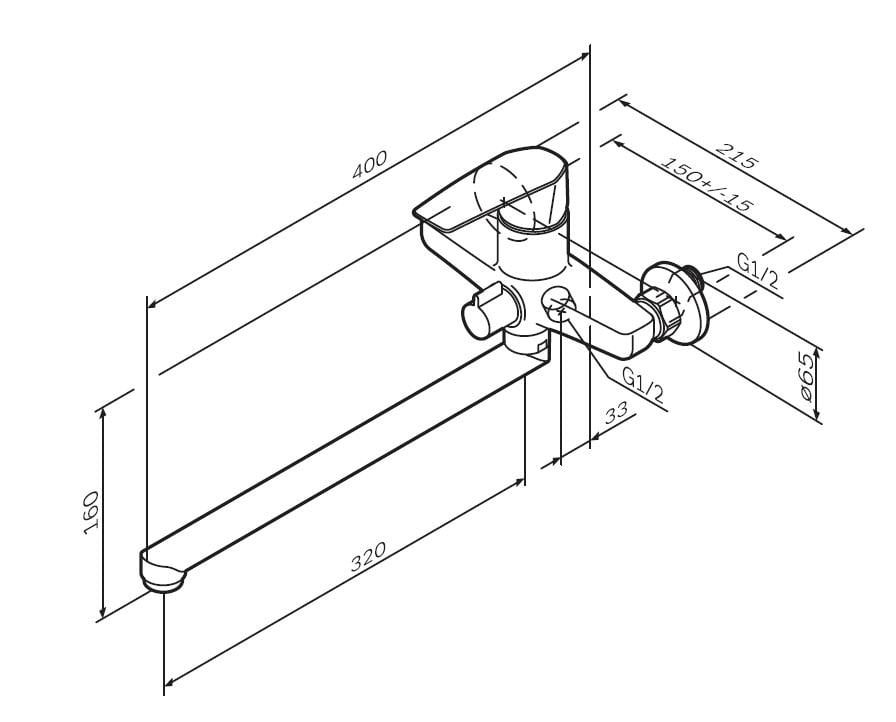 Змішувач для ванної AM.PM Gem F90E90000 одноважільний Хром (130274) - фото 2 Змішувач для ванної AM.PM Gem F90E90000 одноважільний Хром (130274) - фото 2