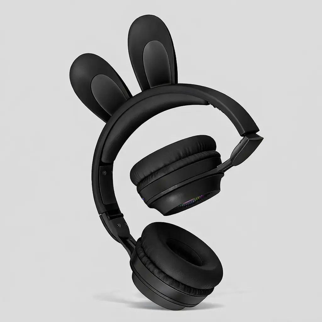 Наушники детские беспроводные Picun B12 4704/4705 VJ Bluetooth RGB USB Type-C ушками кролика с Черный (opt-105618)