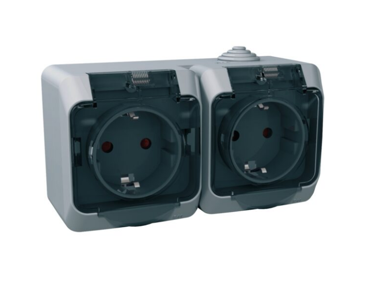 Розетка Schneider Cedar Plus IP44 Сірий (16А) Розетка Schneider Cedar Plus IP44 Сірий (16А)