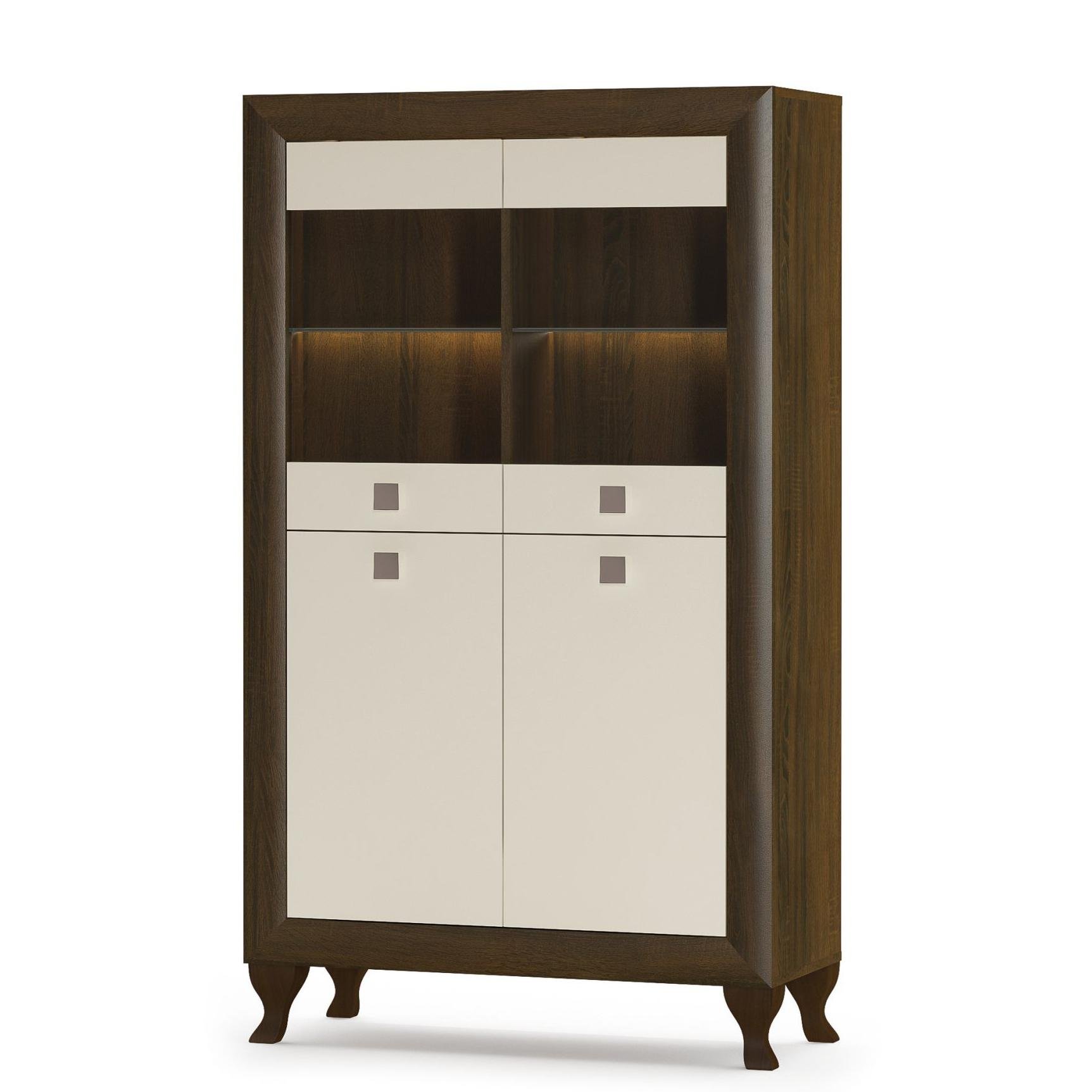 Комод Mebel Service 2В2Д Парма Дуб шоколадный/Крем глянцевый