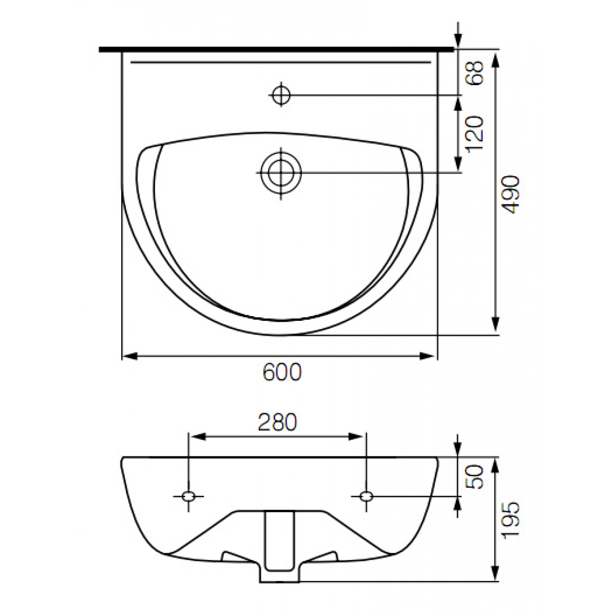Раковина Cersanit President 60 см з отвором (10012334) - фото 3 Раковина Cersanit President 60 см з отвором (10012334) - фото 3