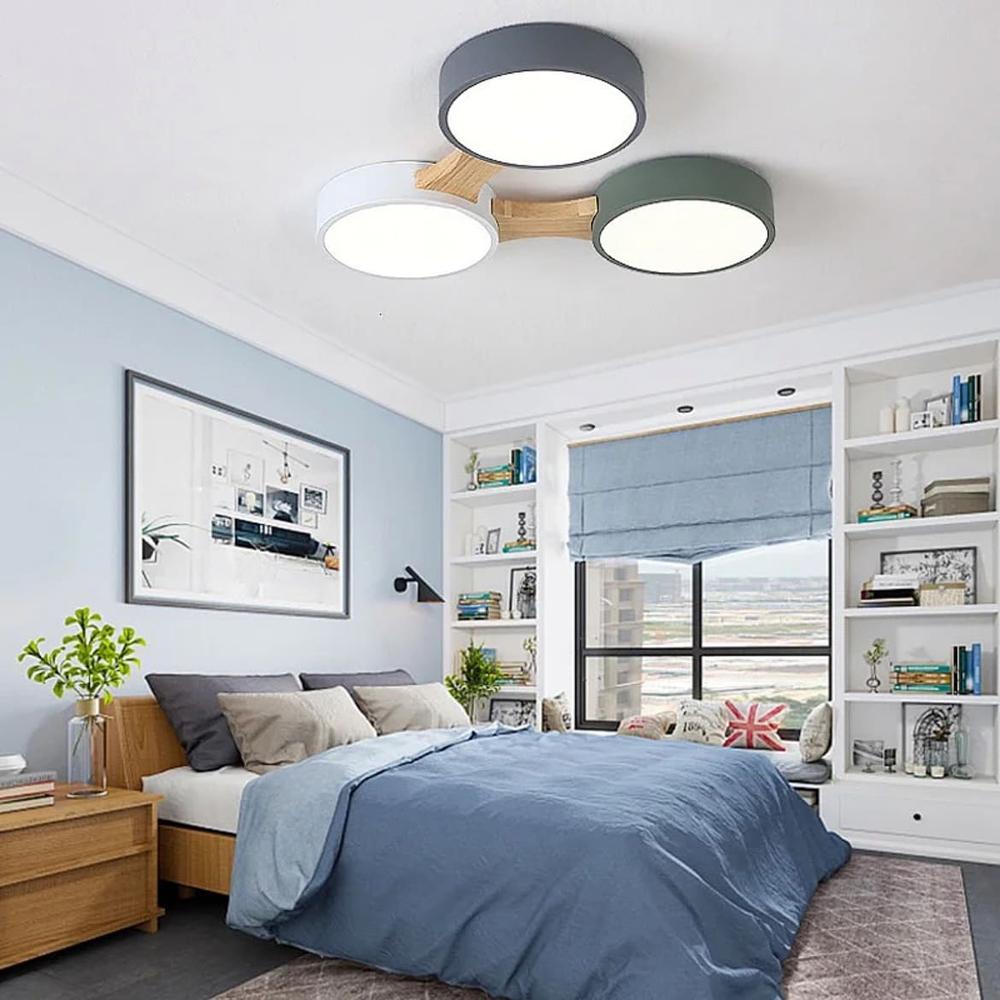 Потолочная люстра с деревянными рожками с LED элементами на 3 плафона (AS126/3) - фото 2