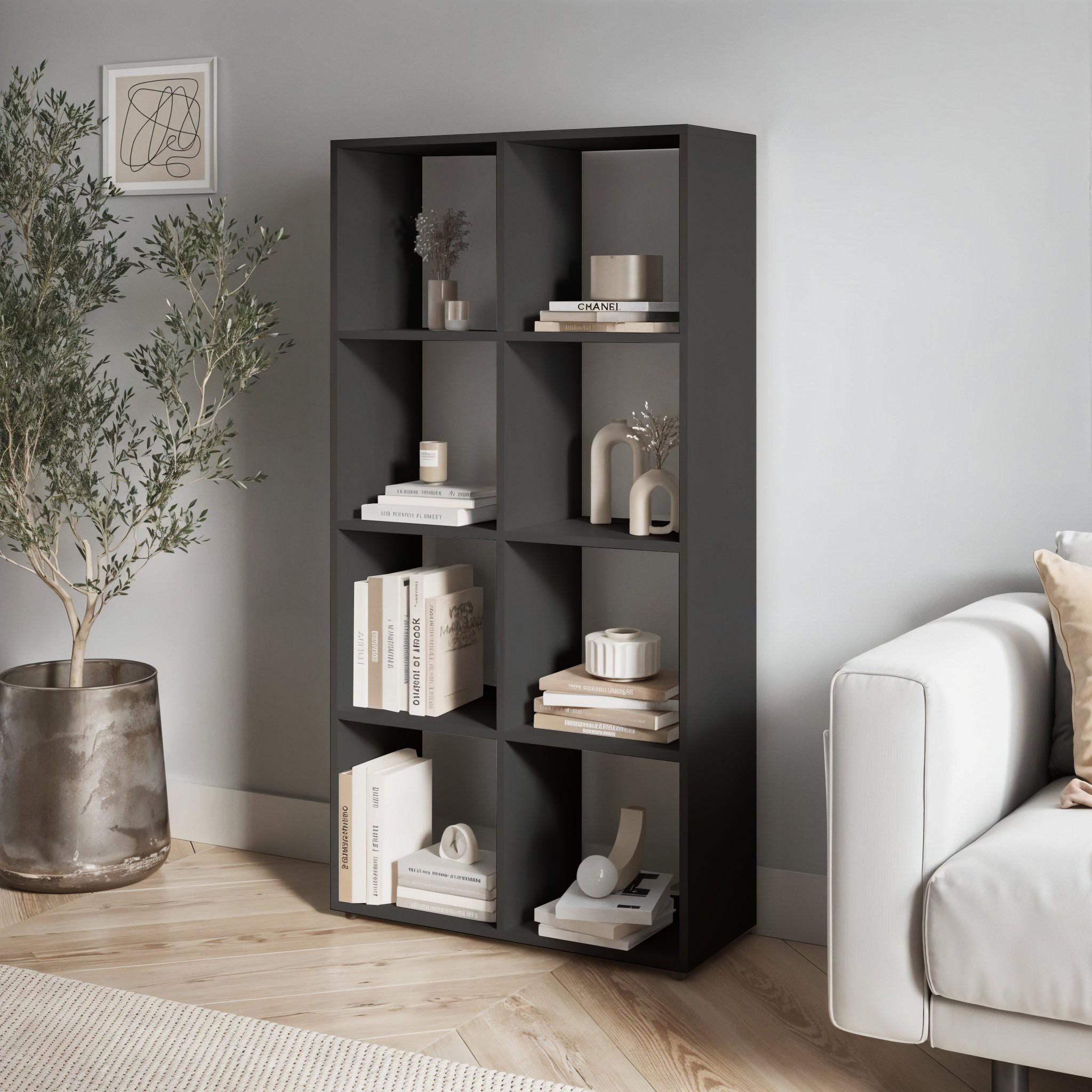 Стелаж для книг та декору на 8 комірок GP-17 720х230х1430 мм Антрацит - фото 2