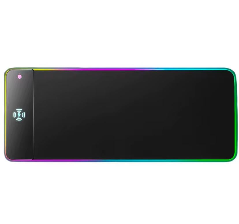Килимок компютерий для мишки та клавіатури з rgb підсвіткою 30 на 80 см та зарядкою Чорний
