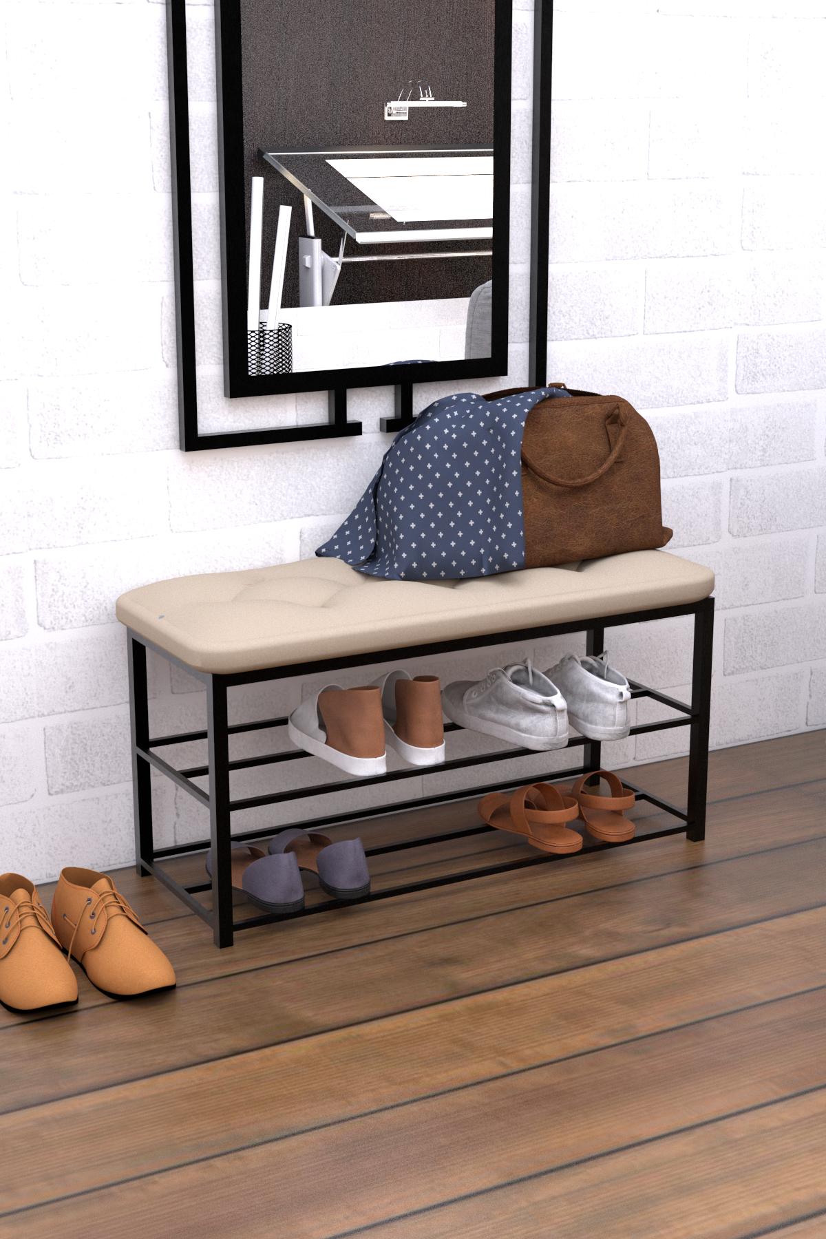 Полка для обуви EcoLoft TX-1198 с велюровым сиденьем в стиле лофт (TX-1198-2)