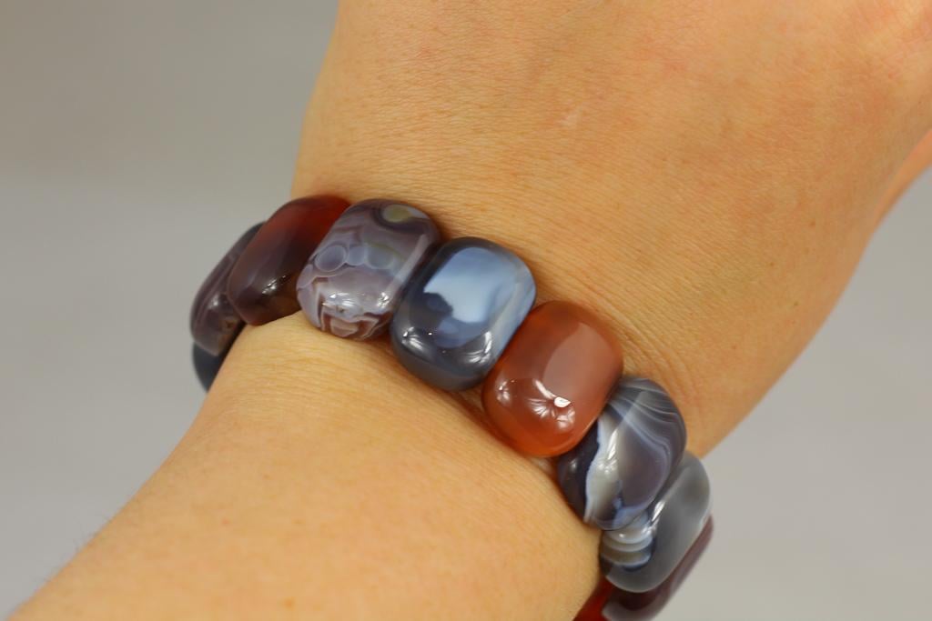 Браслет из натурального агата 21 см Коричневый (29528158)