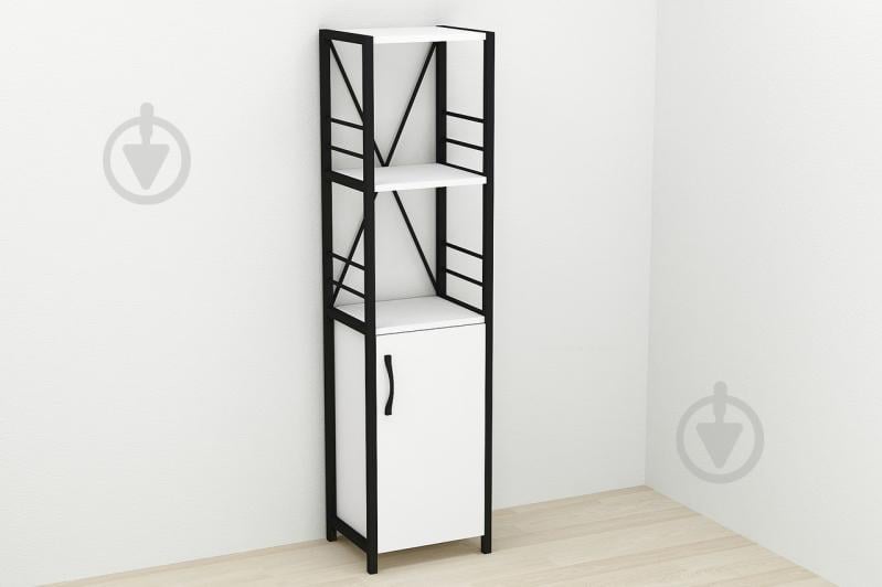 Этажерка 3/34 Ferrum-decor Серии Конект с тумбой  144x34x28 Черный ДСП Белое (FD1000)