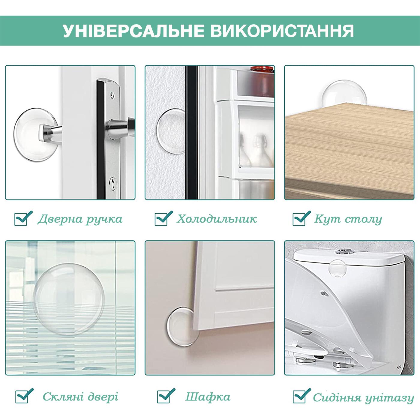 Стопор дверной силиконовый настенный 2 шт. Прозрачный (79_1_0_1С) - фото 2