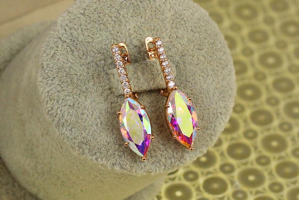 Серьги Xuping Jewelry Мартина с камнем хамелеон 3,2 см Золотистый (2425955454)