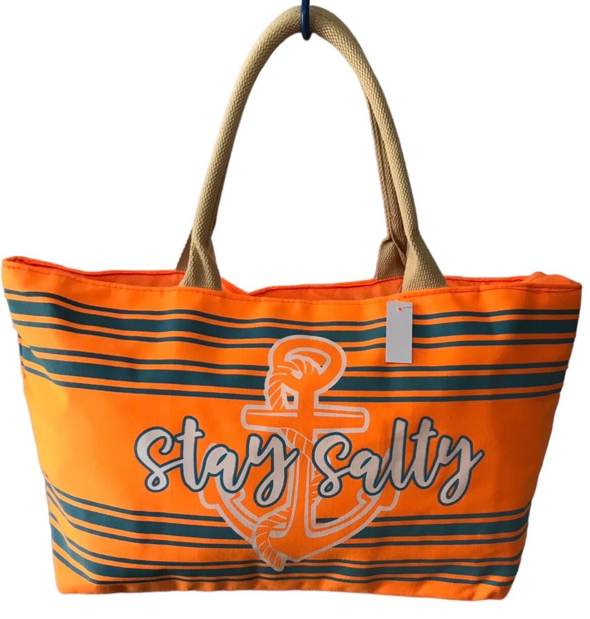 Сумка пляжная женская летняя из ткани на молнии Оранжевый (HN556O)