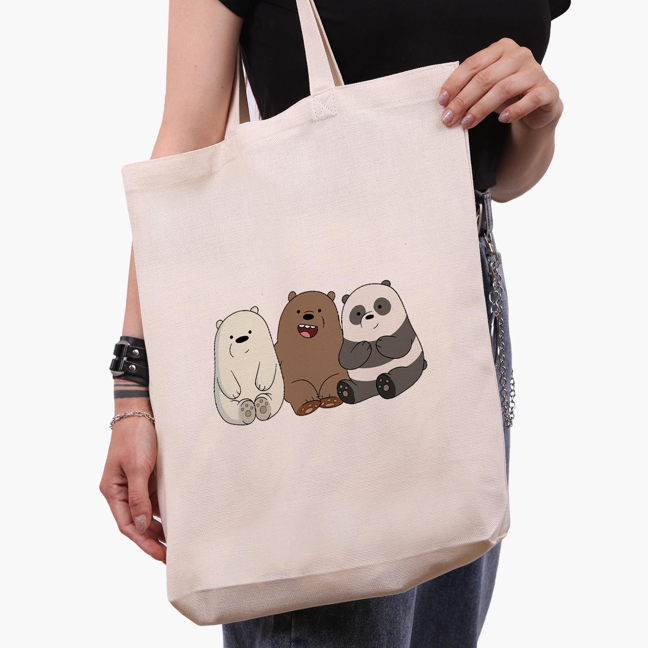 Еко сумка шоппер We Bare bears 41х39х8 см Бежевий (9227-1774-WTD)