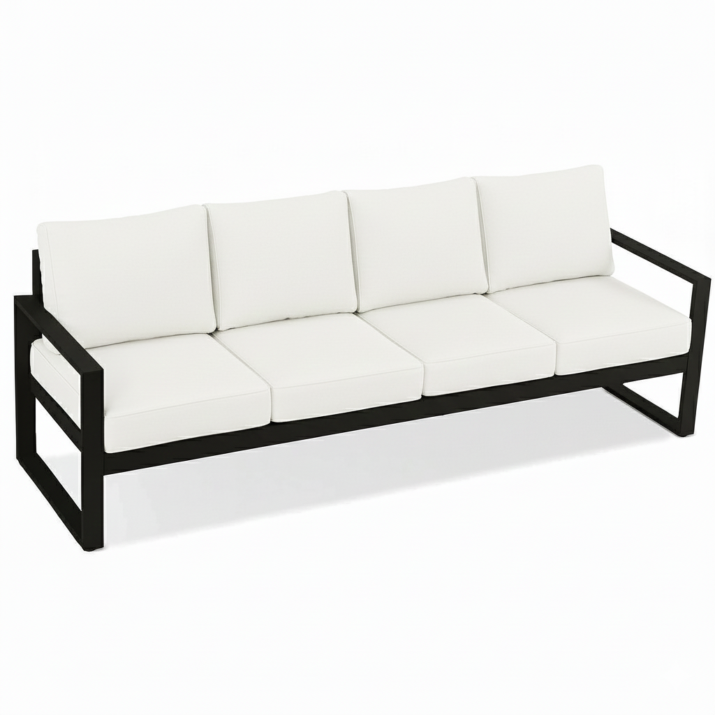 Диван металлический AVVS Бостон лофт с подлокотниками велюр 250 см Белый