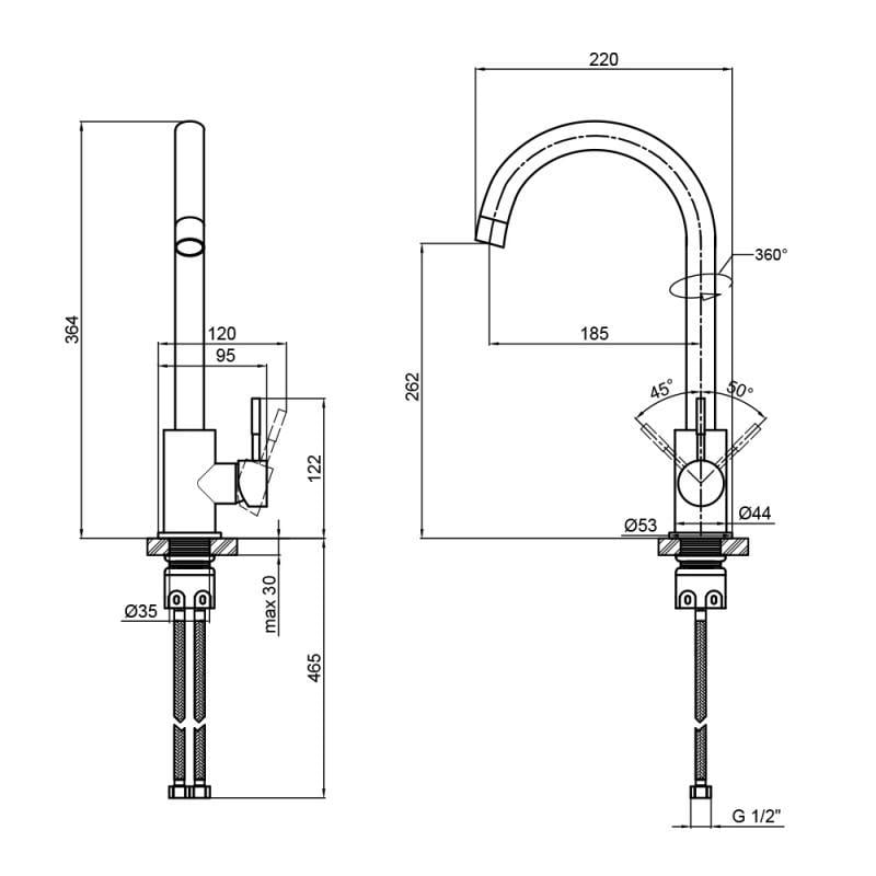 Мойка кухонная Valetti 35 со смесителем 620x435 мм Черный - фото 12