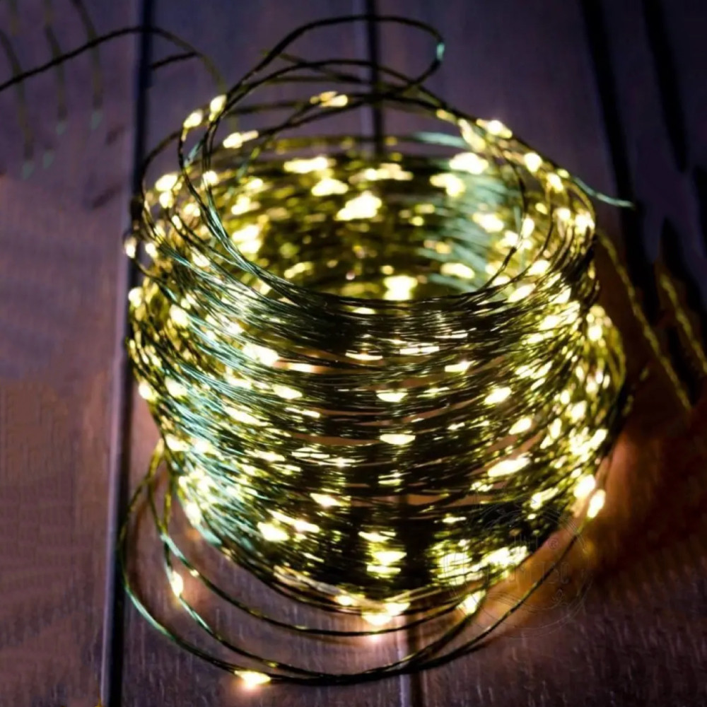 Светодиодная гирлянда нить Роса с пультом 500 LED 220V 8 режимов IP44 50 м Теплый белый - фото 9 Светодиодная гирлянда нить Роса с пультом 500 LED 220V 8 режимов IP44 50 м Теплый белый - фото 9