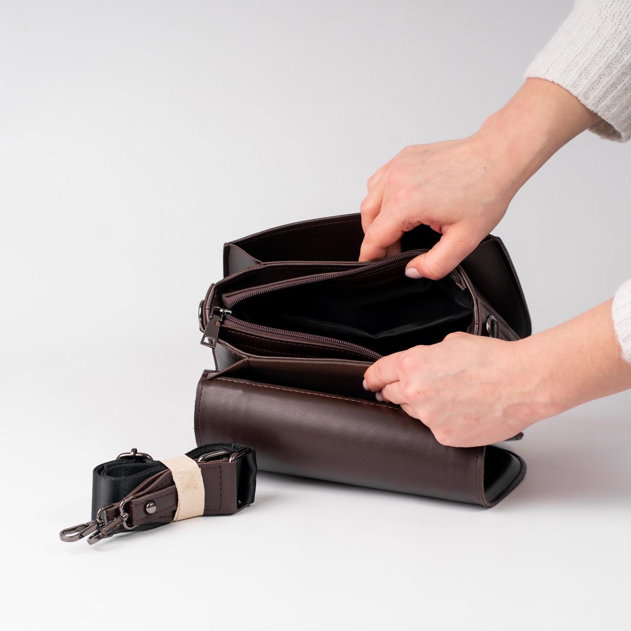 Сумка женская кросс-боди XENIA № 20-24 Коричневый - фото 4