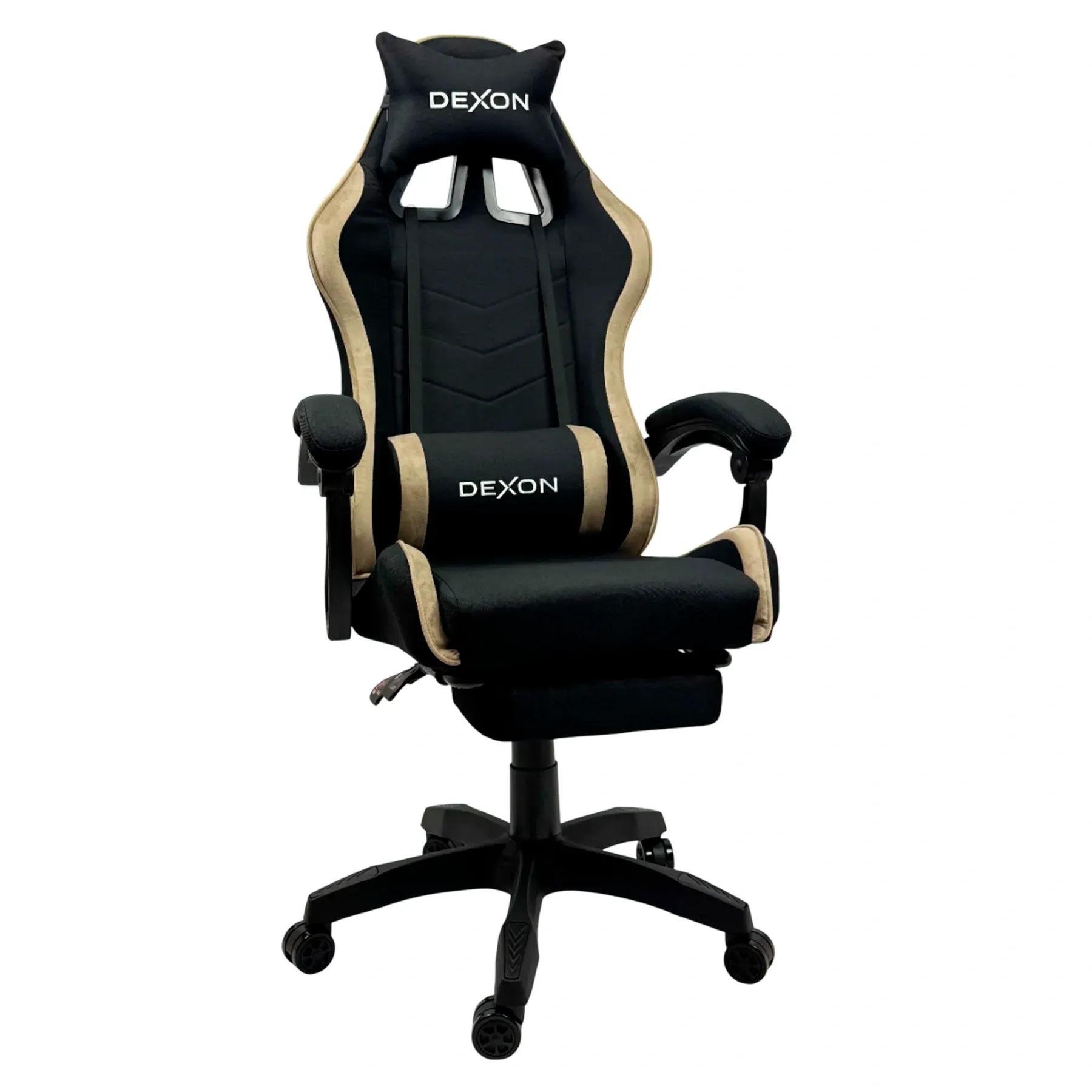 Кресло геймерское с подставкой для ног из ткани и велюра для ПК Коричневый (381909)