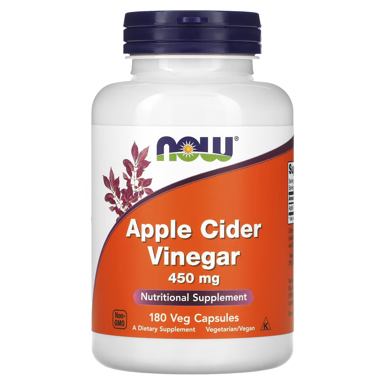 Уксус яблочный Now Foods 450 мг 180 растительных капсул