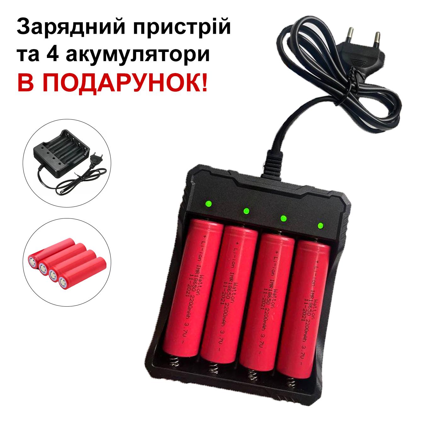 Комплект із 4 акумуляторів 18650 2200 mAh з зарядним пристроєм для них - фото 3