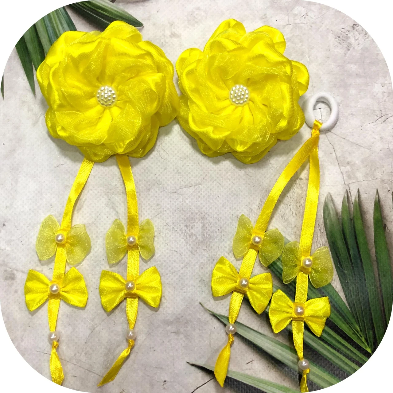 Бантики для волос на резинке 8х14 см 2 шт. Желтый (70078)