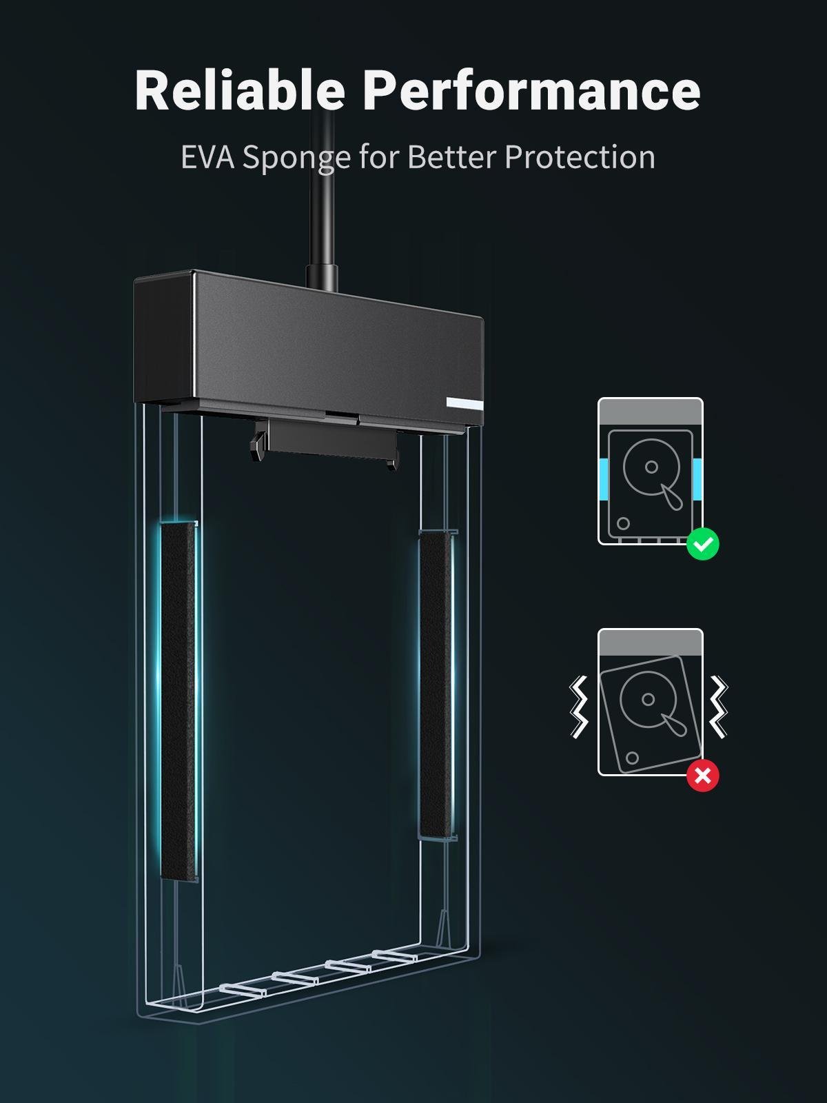 Корпус UGREEN для SSD/HDD 2,5"/5 Гбіт/с SATA III з USB кабелем 0,5 м Чорний (30719) - фото 3 Корпус UGREEN для SSD/HDD 2,5"/5 Гбіт/с SATA III з USB кабелем 0,5 м Чорний (30719) - фото 3