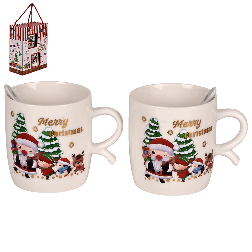 Чайный набор новогодний R34137 Merry Christmas 4 пр. 200 мл 2 чашки с ложками