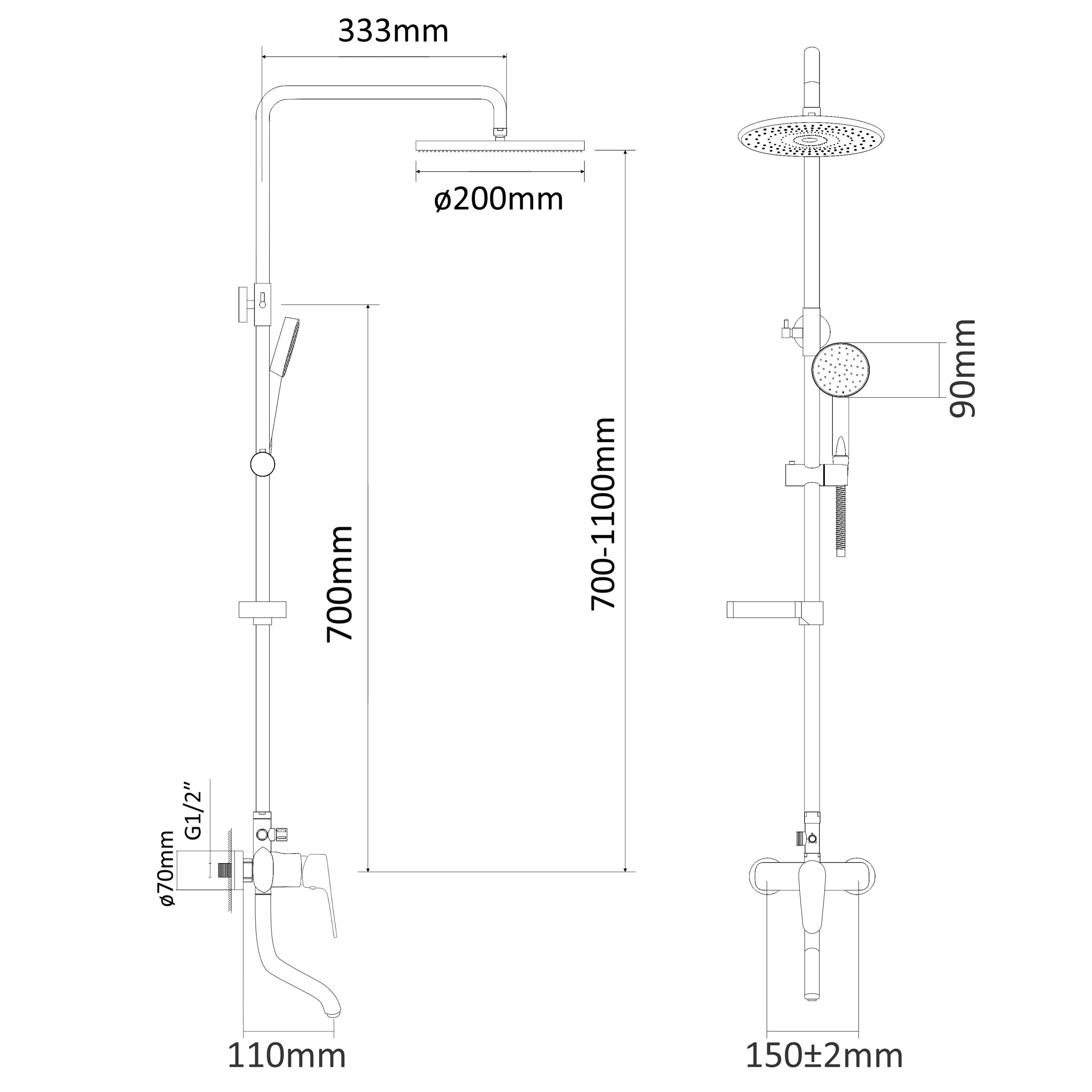 Душевая система со см есителем RJ Lux RJSP120-04CH Хром (237787) - фото 3