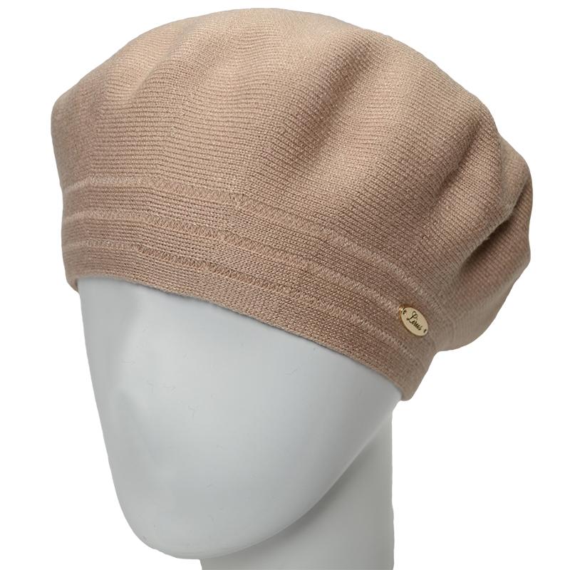 Берет женский Novita Шер из вискозной пряжи двойной L р. 57-58 Темно-бежевый (163833)