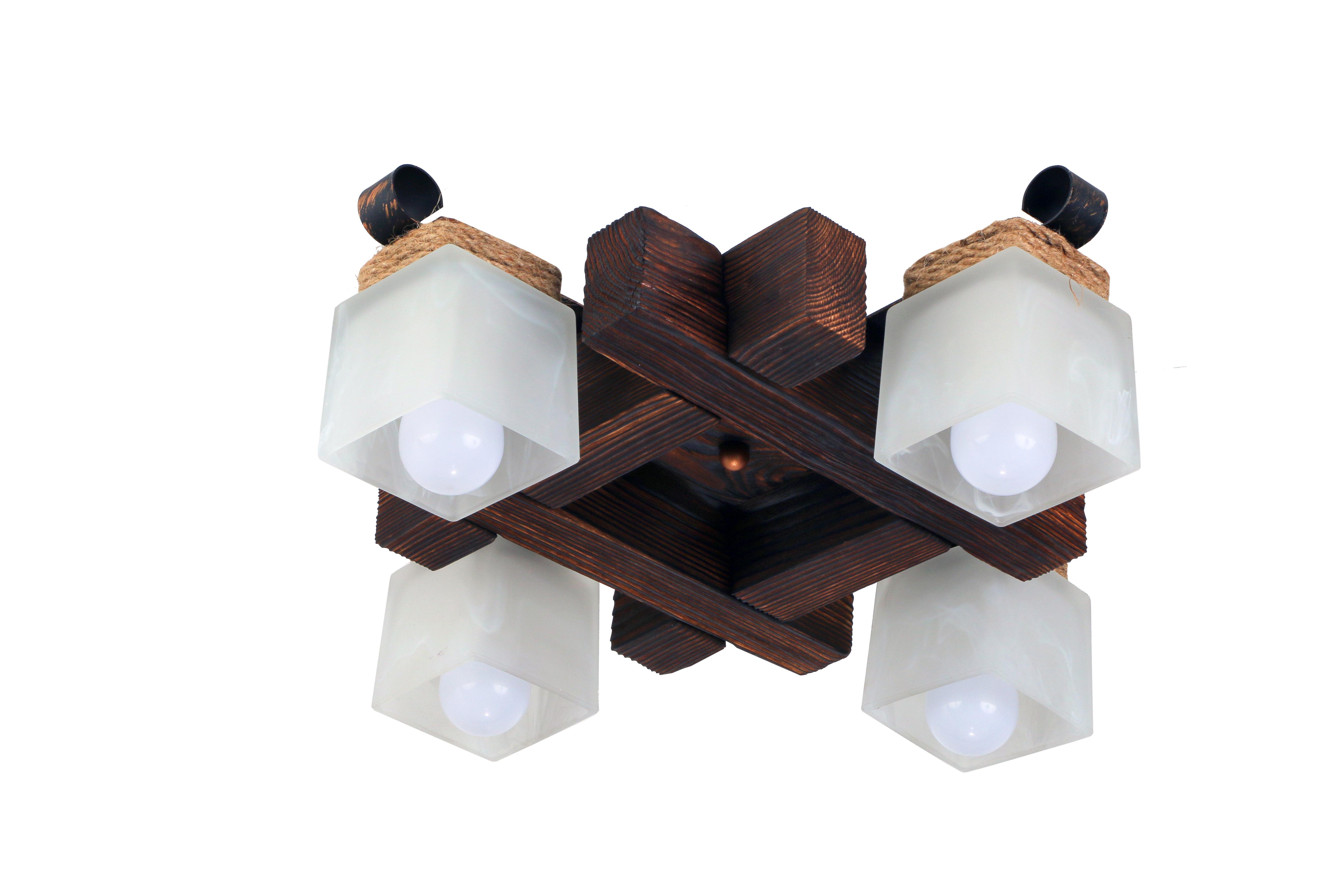 Люстра деревянная Sirius темный обжиг на 4 плафона (S7066/4)