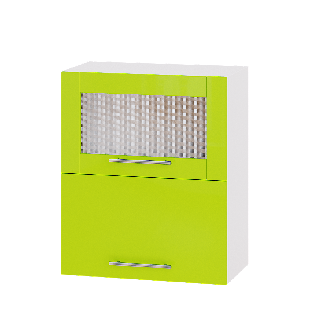 Шафа верхня Еверест Модерн модуль Верх вітрина ВВГ14-600 60х30х72 см Лайм глянець/Білий (02680)