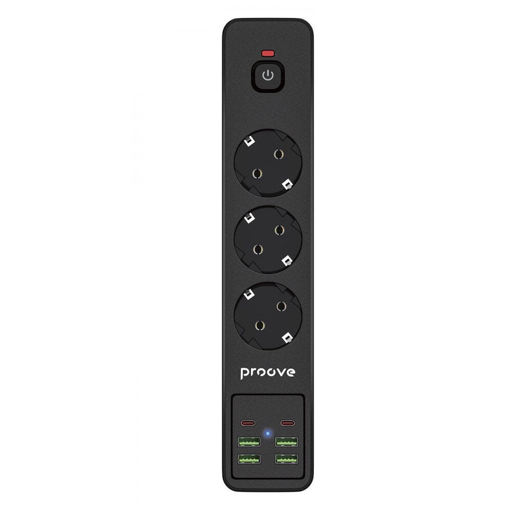 Подовжувач Proove Power Strip P-03 3 розетки/4 USB/2 Type-C 2 м Чорний (TTKABPRV006BK) Подовжувач Proove Power Strip P-03 3 розетки/4 USB/2 Type-C 2 м Чорний (TTKABPRV006BK)