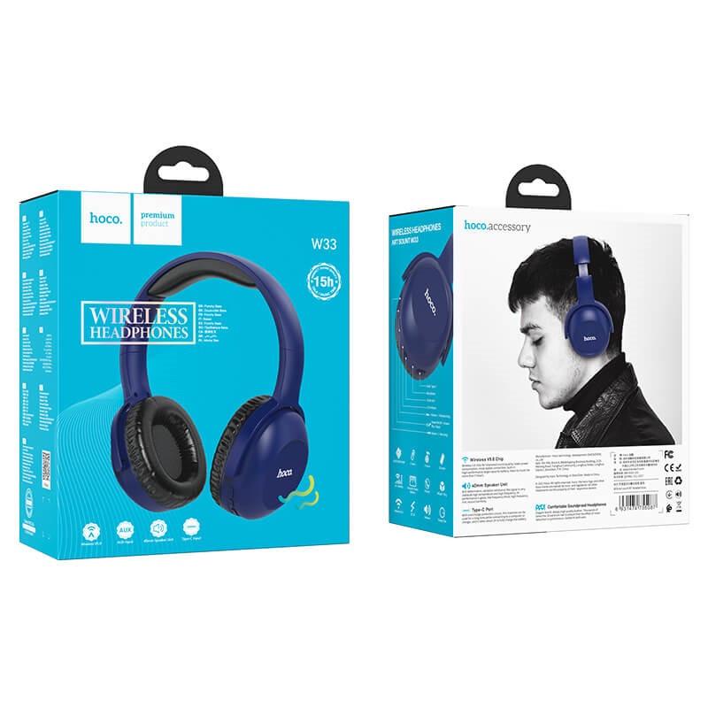 Наушники Bluetooth Hoco W33 Art sount 250 мАч Bluetooth Голубой (b73bb2d2) - фото 3