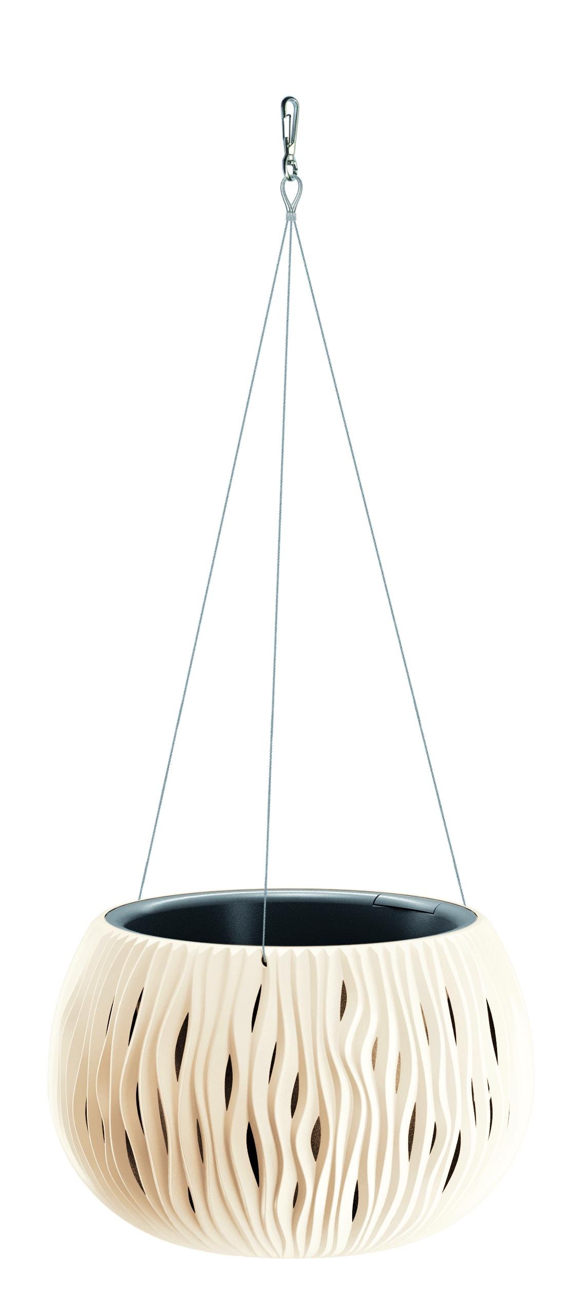 Горшок для цветов Prosperplast Sandy Bowl WS с вкладышем подвесной 29х19 см Кремовый (23100-728)