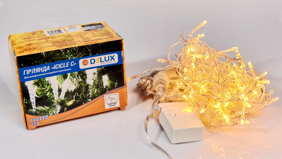 Гирлянда внутренняя Delux Icicle 100 LED IP20 бахрома 3,2x0,7 м Теплый белый/Прозрачный (90015255)