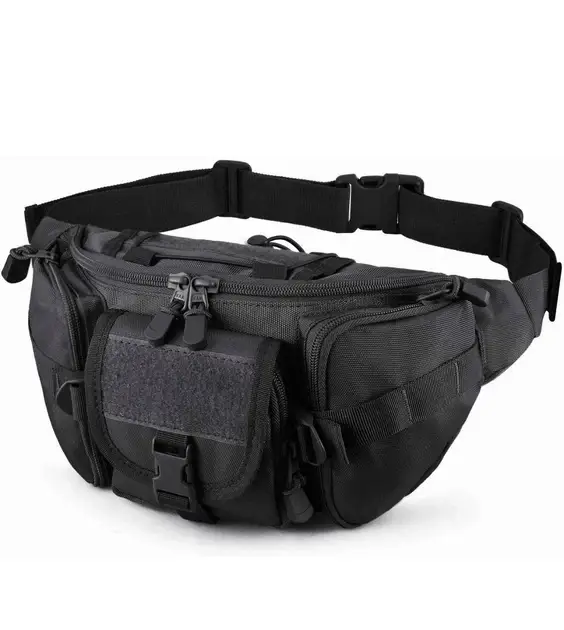 Сумка-бананка военная 32х15х13 см Черный (1121)