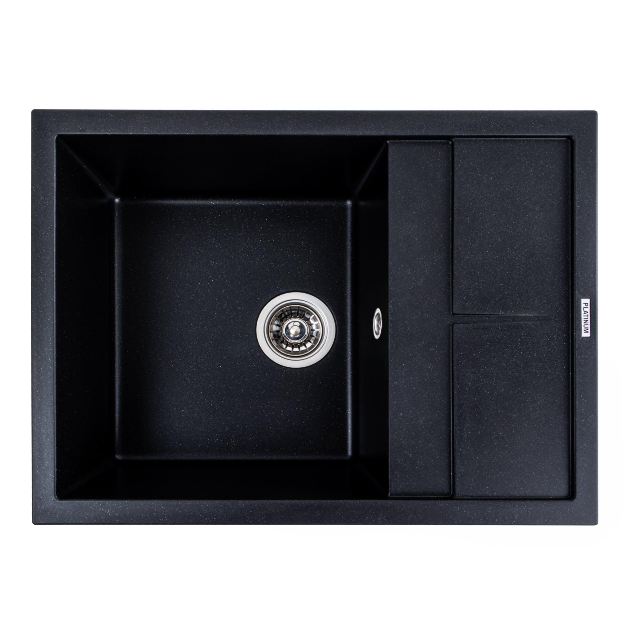 Мойка для кухни гранитная Platinum 6550 LOTOS матовая Черный металлик