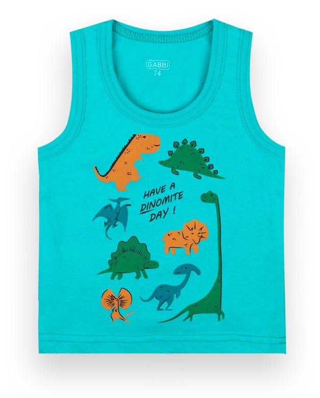 Майка детская хлопковая для мальчика Gabbi МК-21-4 Диноленд 74 см Ментоловый (12612) Майка детская хлопковая для мальчика Gabbi МК-21-4 Диноленд 74 см Ментоловый (12612)